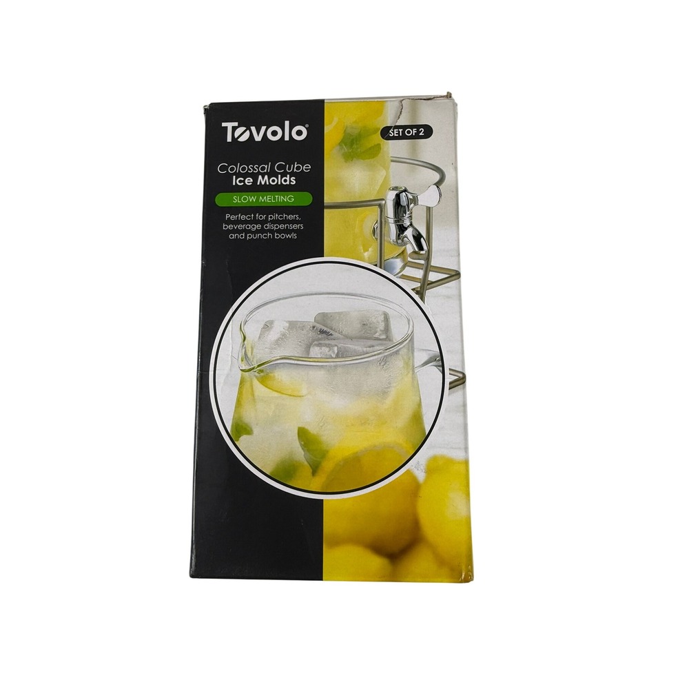 Tovolo Colossal Cube Ice Molds Set of 2 Grey Slow Melting Barware 81-2586